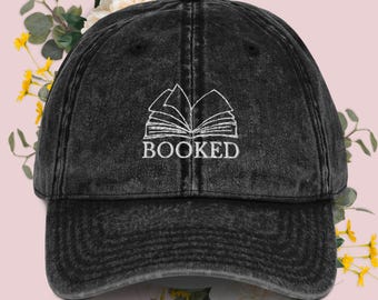 BOOKED Vintage Cotton Twill Cap | Book lovers hat | bookish gift