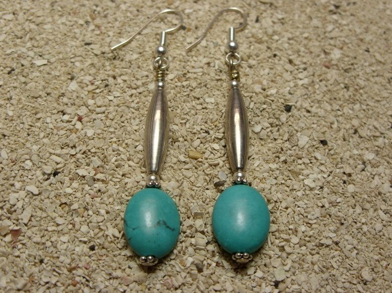 Turquoise Dangle Drop Earrings Blue Green Gemstone Jewelry Western Flare Boho Friendship Birthday Christmas Anniversary Wedding Bridal Gift