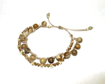 Adjustable Bracelet Summer Beach Jewelry Fashion Double Strand Gemstone