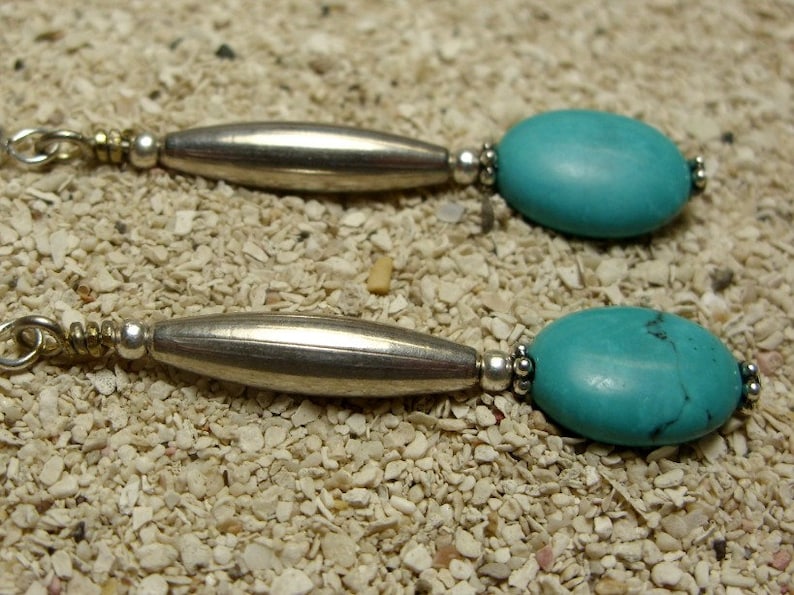 Turquoise Dangle Drop Earrings Blue Green Gemstone Jewelry Western Flare Boho Friendship Birthday Christmas Anniversary Wedding Bridal Gift