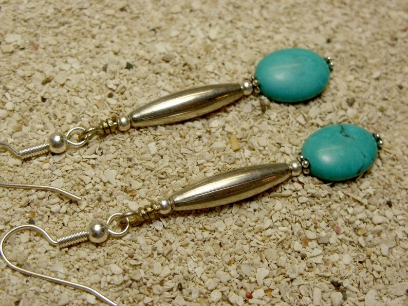 Turquoise Dangle Drop Earrings Blue Green Gemstone Jewelry Western Flare Boho Friendship Birthday Christmas Anniversary Wedding Bridal Gift
