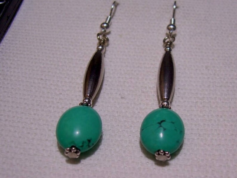 Turquoise Dangle Drop Earrings Blue Green Gemstone Jewelry Western Flare Boho Friendship Birthday Christmas Anniversary Wedding Bridal Gift