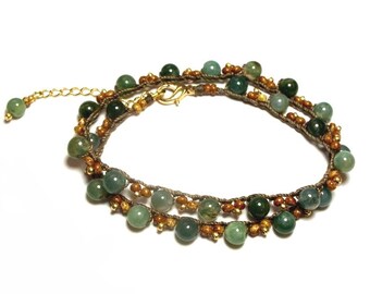 Wrap Bracelet, Choker Necklace, Beaded Summer Beach Jewelry