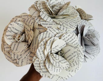 Literary Paper Book Roses|Handmade Paper Flowers from Upcycled Book Pages|Book Lover Gift|Anniversary|Wedding|Literature Themed Event