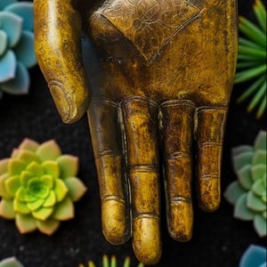 Vintage Southeast Asian Bronze Buddha Hand | Abhaya Mudra Spiritual Sculpture | 1960s–70s Thai or Indian Decorative Art