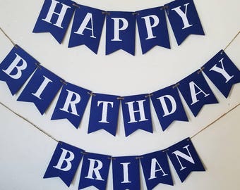 blue birthday banner etsy