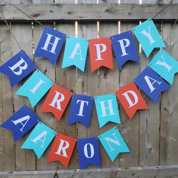 Bannière d’anniversaire de garçon 1er, bannière bleue et orange, bannière d’anniversaire de garçon, décor d’anniversaire de premier garçon, bannière personnalisée, bannière de fracas de gâteau de garçon, prop