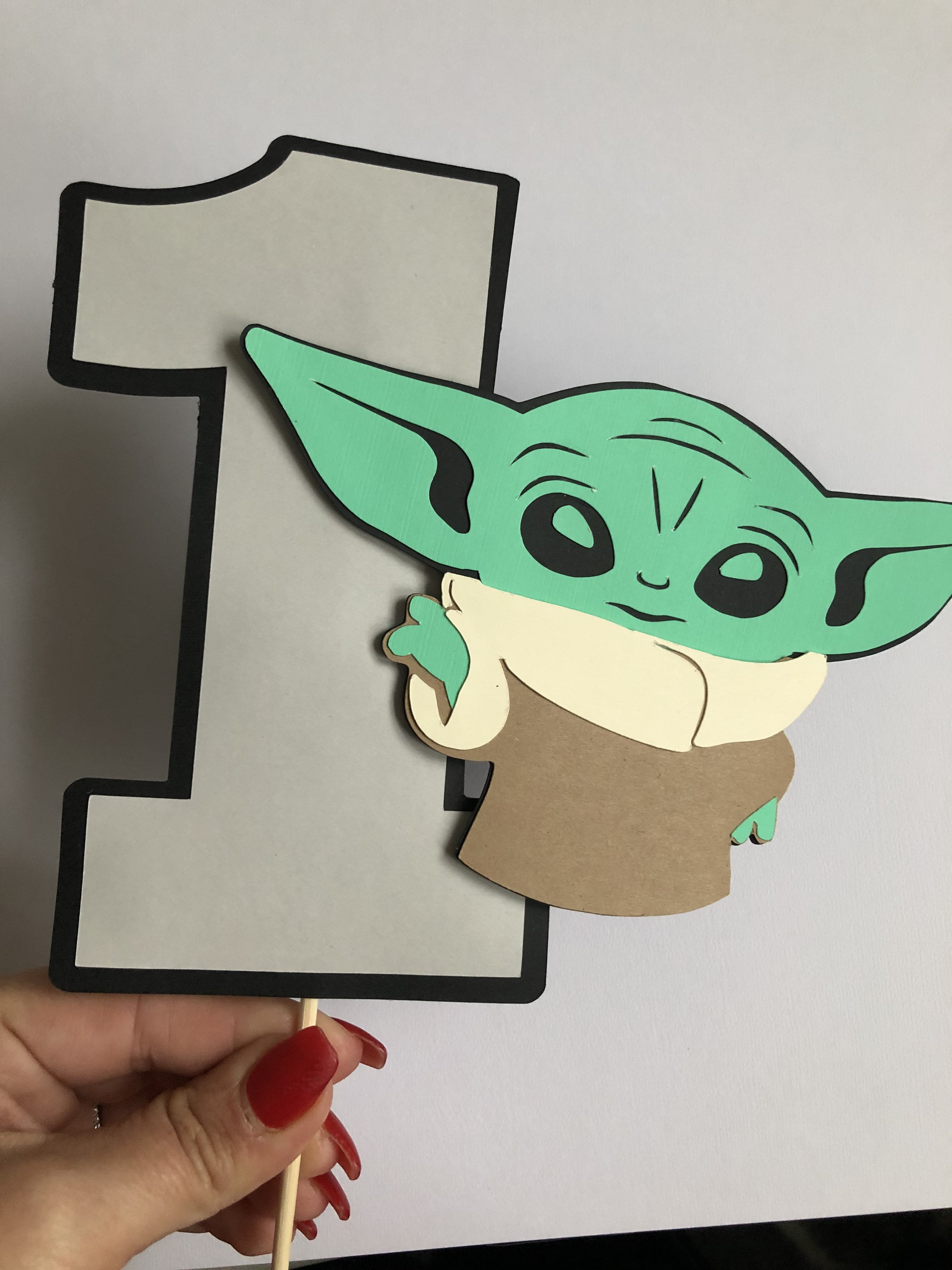 Baby Yoda Inspired Cake Topper Yoda Birthday Decorcake Smash Etsy