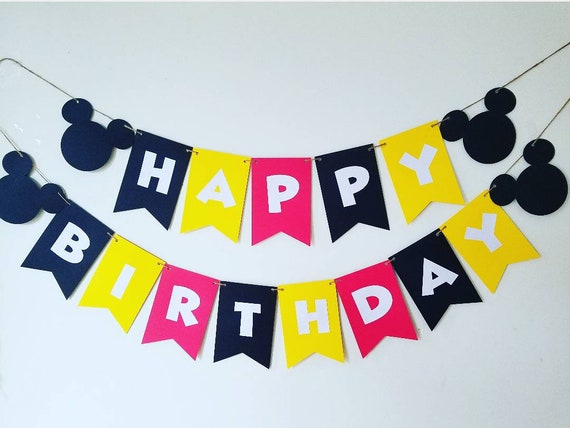 Mickey Happy Birthday Banner,Mickey Birthday Decorations,Mickey Banner,Mickey Birthday Banner,Mickey cake smash banner,Mickey 1st birthday Il_570xn