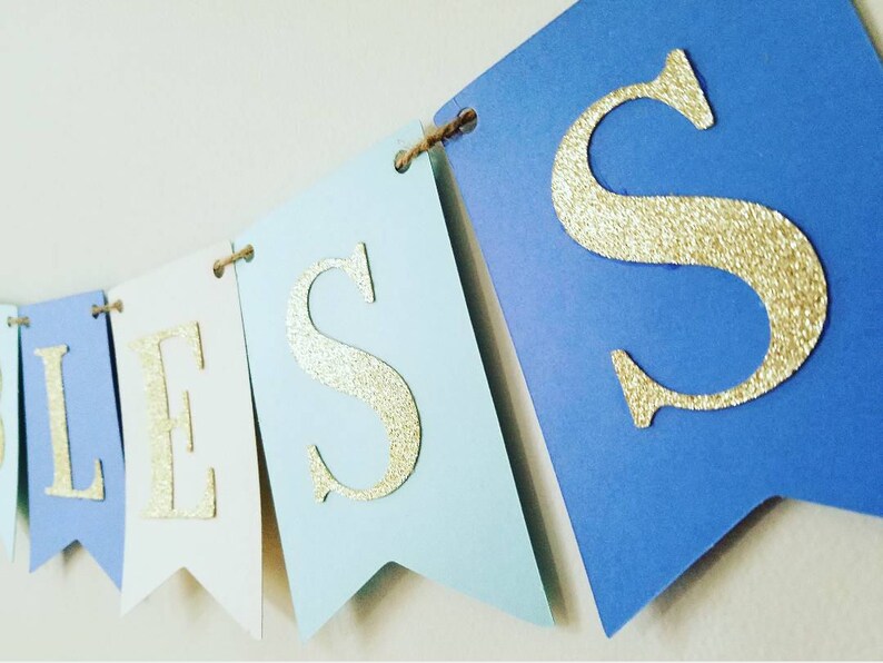 Baptism banner,God bless banner,christening banner,first communion banner,confirmation banner,baptism decor,christening decor,blue and gold