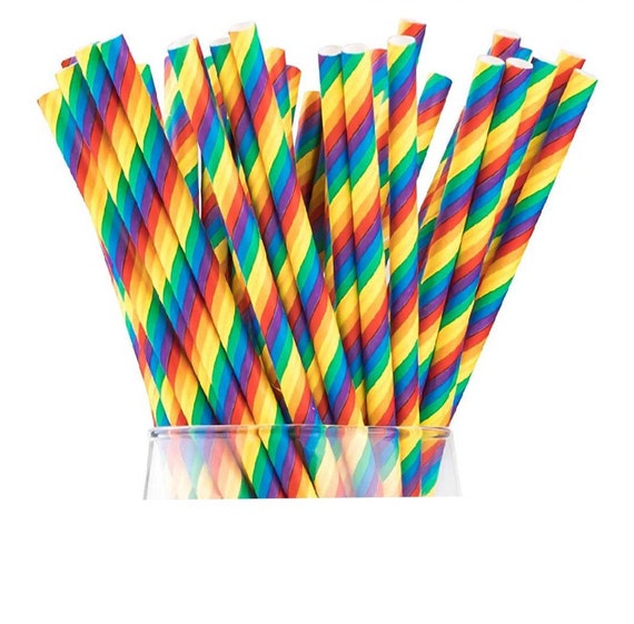 Rainbow Strawsunicorn Party Strawsrainbow Babyshowerrainbow Etsy