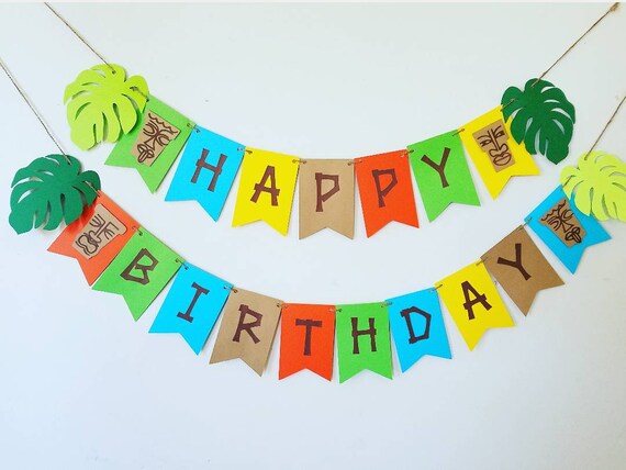 Luau Birthday Banner Moana Boy Banner Luau Party Banner Tropical