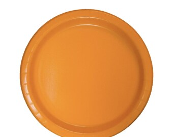 orange paper plates, orange themed party goods,dessert plates, paper plates,heavy duty cake plates, 24 count, 6.75 inch plates
