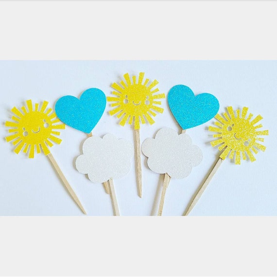 Sunshine cupcake toppers,you are my sunshine,sunshine 1st birthday,sunshine baby shower Il_570xn