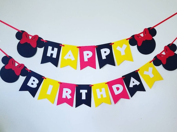 Red and black Minnie banner. Minnie mouse birthday banner.Minnie birthday party decor.Minnie's boutique birthday banner,Minnie birthday Il_570xn