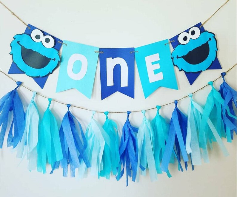 Cookie Monster High Chair Banner 1st Birthday Decor Decorations