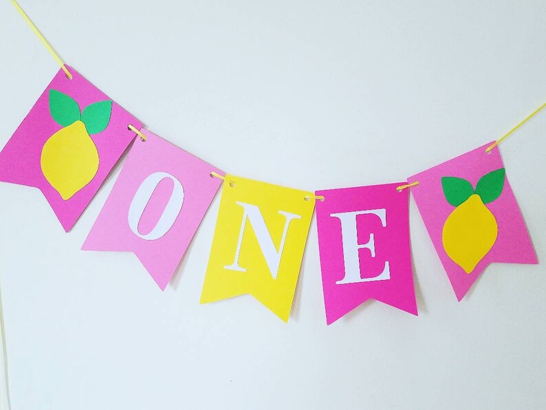 one banner,high chair banner,lemonade 1st birthday banner,lemonade cake smash banner,pink lemonade banner,Lemonade party decor,photo prop