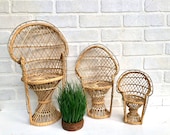 Vintage Wicker Peacock Chair. Mini Peacock Chair. Plant Stand. Boho Chair. Boho Home. Bohemian Decor. Doll Chair.