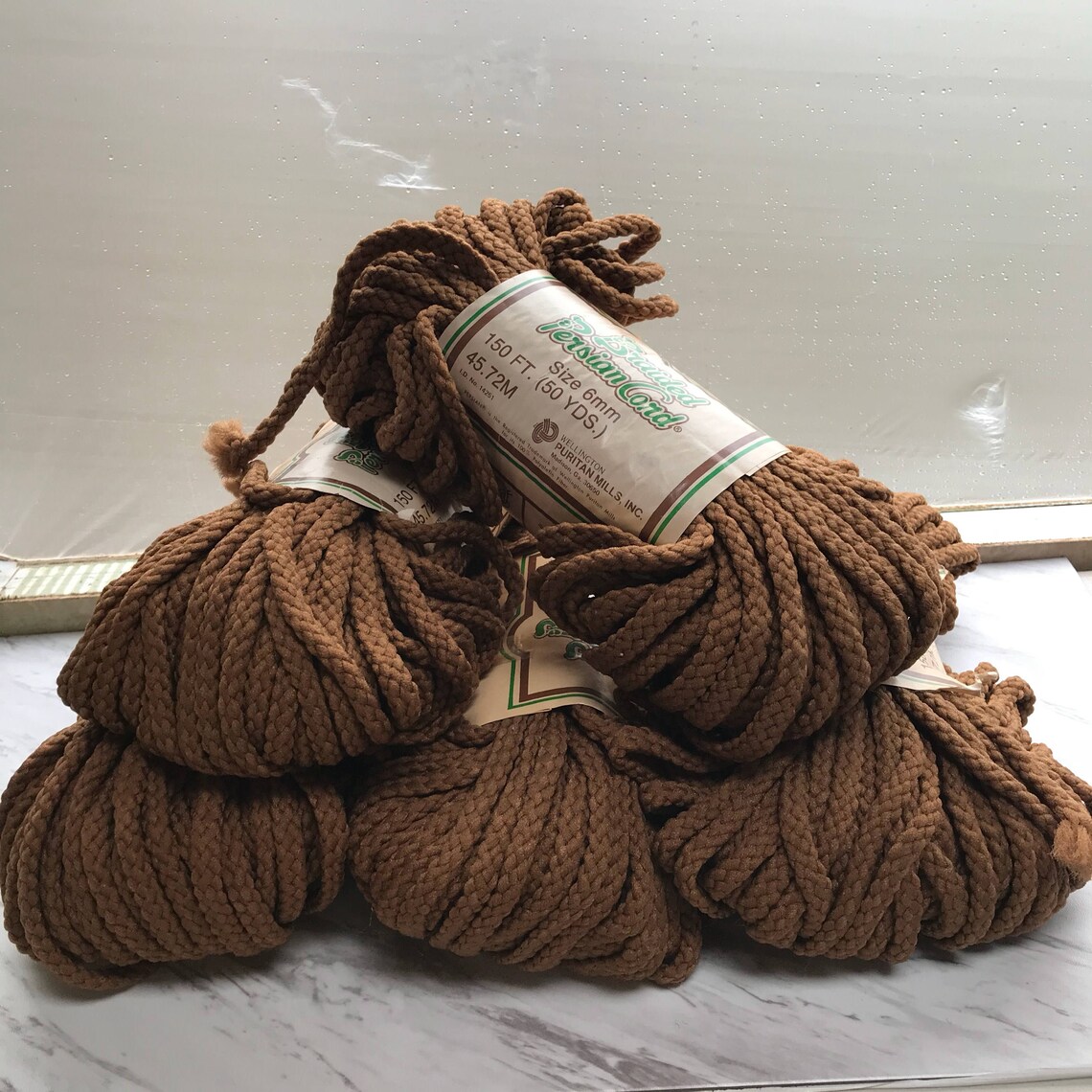 Brown macramé yarn. Braided macramé yarn. Dark brown macramé. Etsy