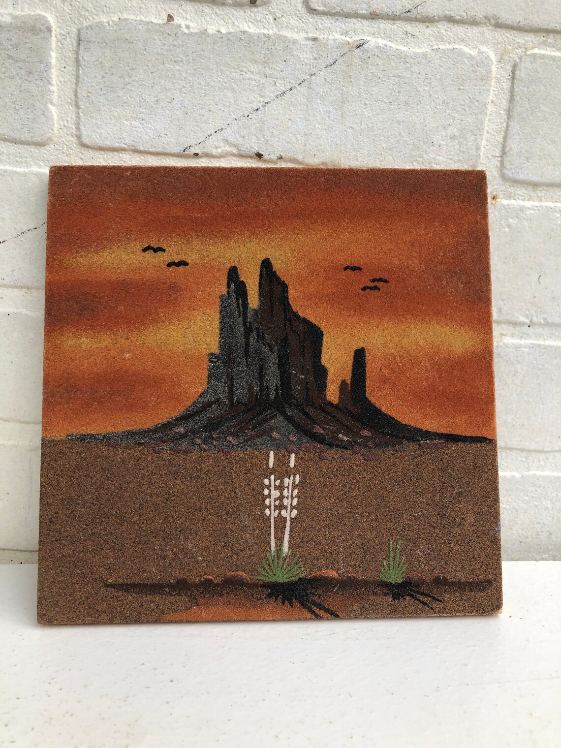 Vintage Sand Desert Tile Art. Desert Art Plaque. New Mexico Etsy