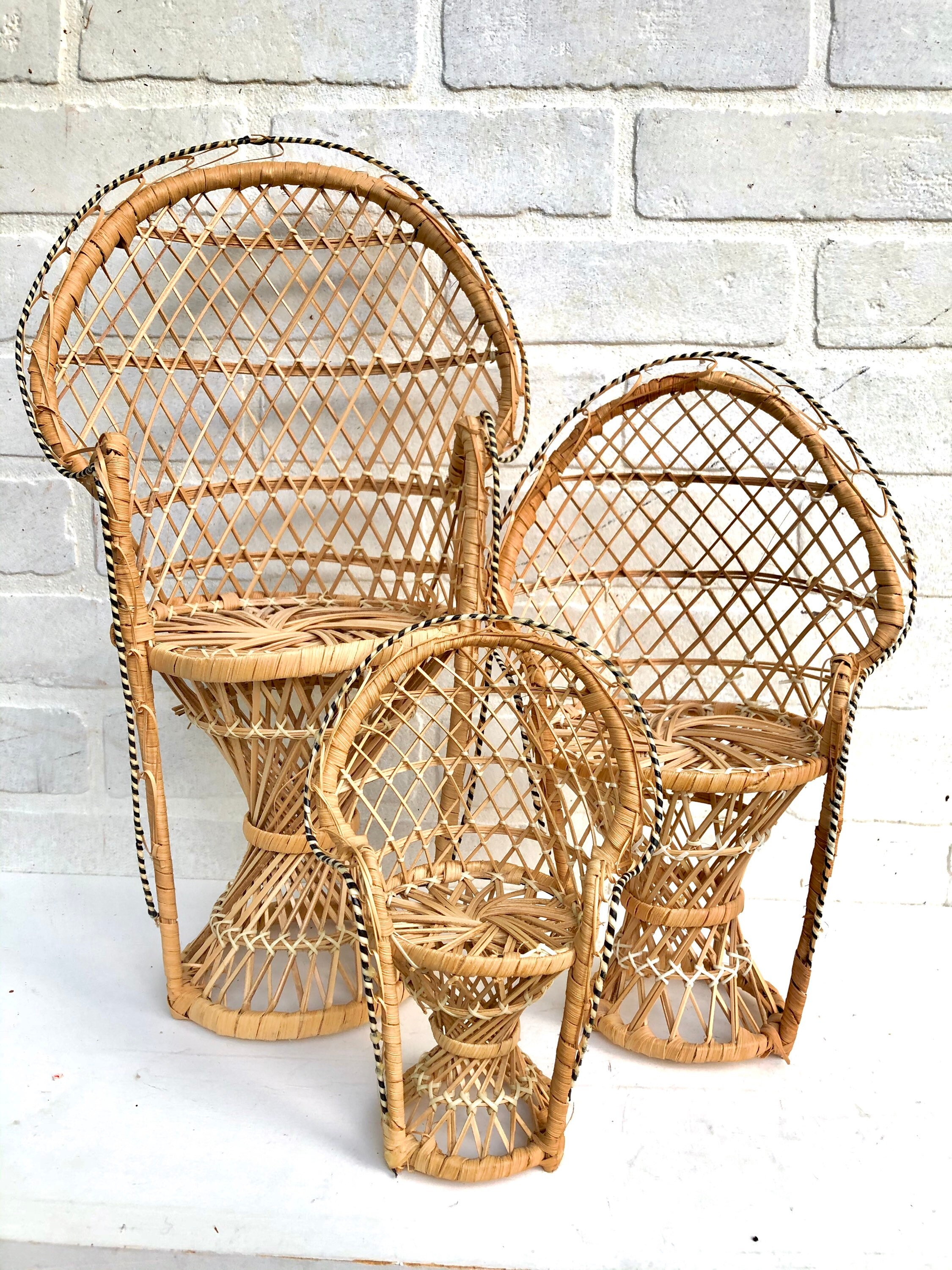 Vintage Wicker Peacock Chair. Mini Peacock Chair. Plant Stand. Etsy
