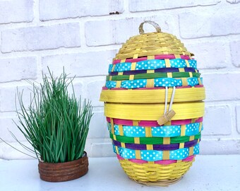 Vintage Wicker Easter Egg Basket.