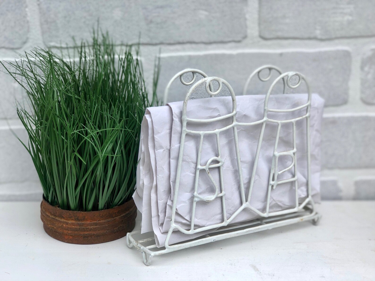 Vintage Salt Pepper Napkin Holder. Retro Wired Napkin Holder. Etsy