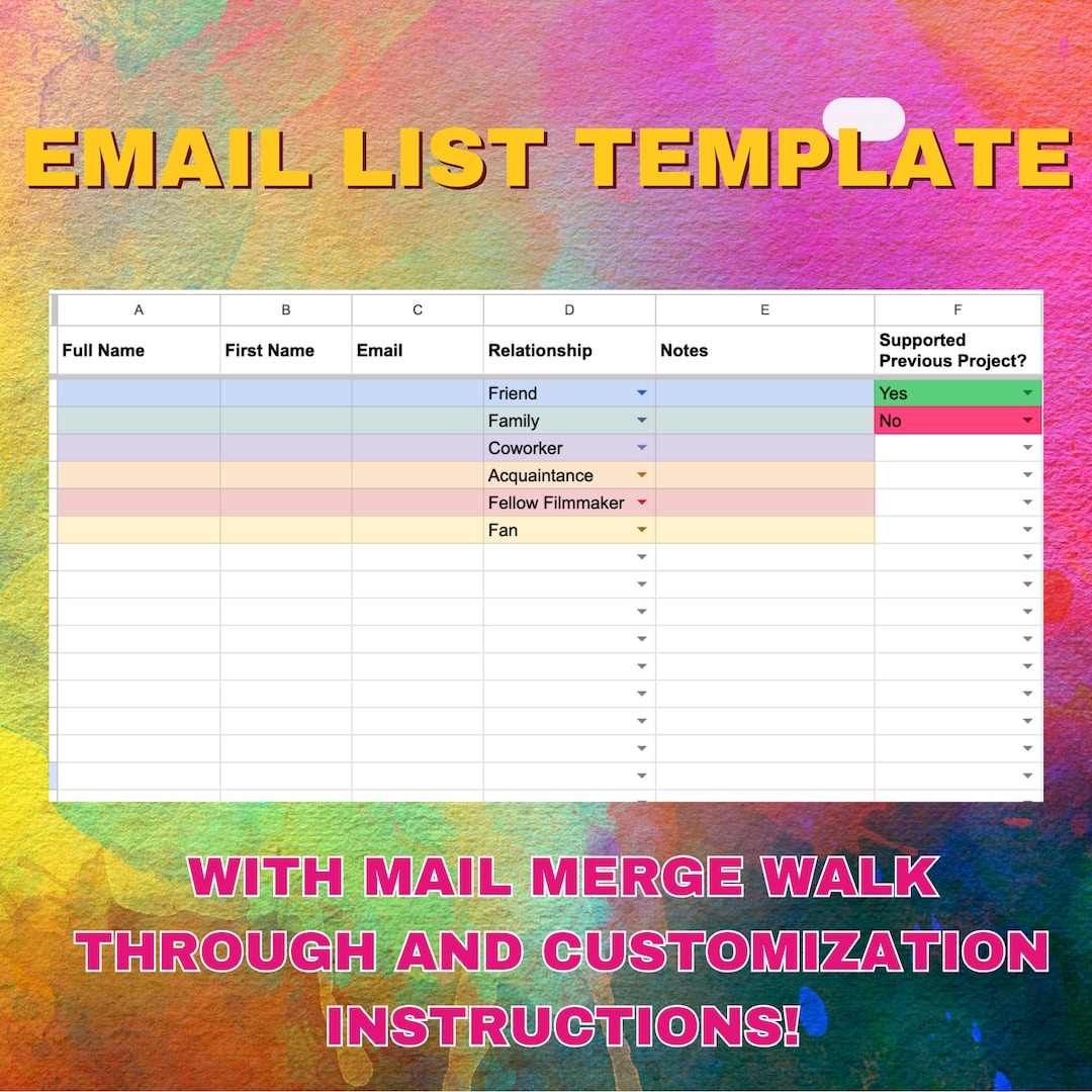Customizable Email List Template and Mail Merge Walk Through! - Etsy