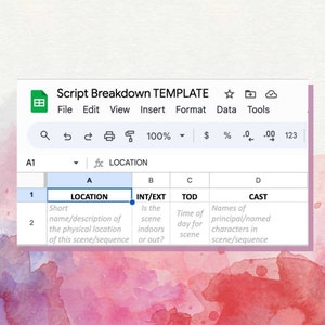 Screenplay Production Plan/Script Breakdown Template