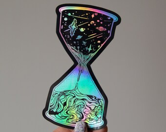 Cosmic Time Art Sticker - Hand Drawn - Holo Stickers