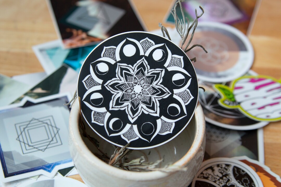 Line Sticker Moon Mean Phases of the Moon Sticker - Hand Drawn - Vinyl Stickers, Moons ...