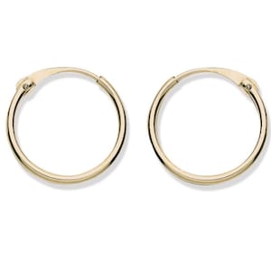 9ct Yellow Gold 10mm Sleeper Hoop Earrings