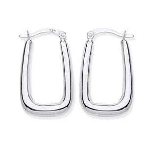 Sterling Silver Oval Creole Hoop Earrings - 26mm