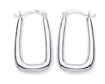 Sterling Silver Oval Creole Hoop Earrings - 26mm