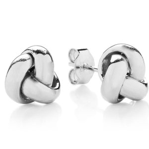 9ct White Gold Love Knot Stud Earrings