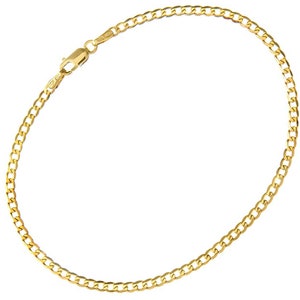 9ct Yellow Gold 7.5 inch Ladies Curb Bracelet - 2mm Width - Solid 9ct Gold