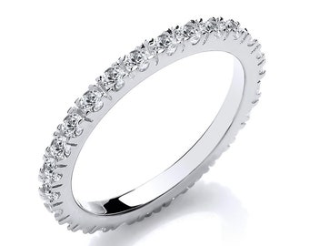 Sterling Silver 0.50ct Full Eternity Wedding Ring size J K L M N O P Q R S T U V