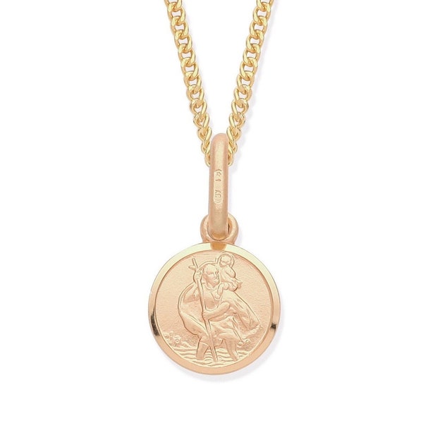 9ct Yellow Gold St Christopher Pendant + 18 inch Chain (16mm x 8.5mm)