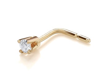 9ct Yellow Gold 0.02ct Diamond L Shape Nose Stud