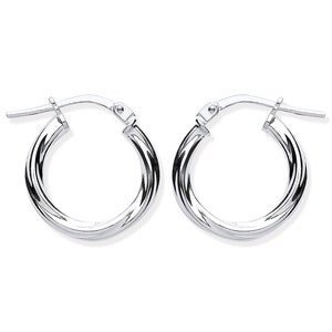 Sterling Silver 15mm Twisted Hoop Earrings