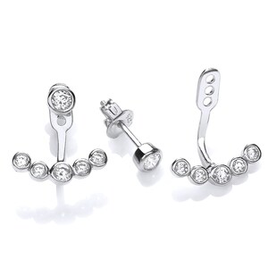 Sterling Silver Ear Jacket Stud Earrings - Back to Front (2 in 1)