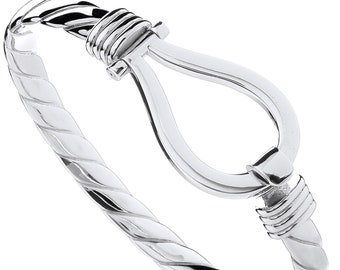 Sterling Silver Men's Heavy Chunky Hook Bangle