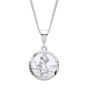 925 Sterling Silver St Cristopher Pendant 16 18 20 inch Chain Necklace D/C