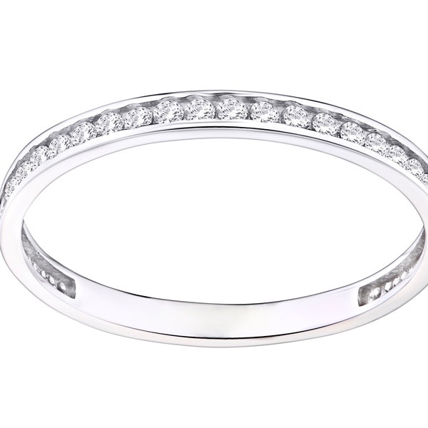 9ct White Gold 0.15ct Eternity Wedding Ring sizes J to S - Solid 9k Gold