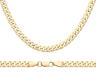 9ct Yellow Gold on Silver Diamond Cut Curb Chain - 5mm - 16" 18" 20" 22" 24" 26" 30"