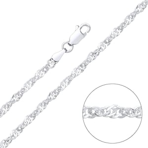 Sterling Silver 3mm Singapore Chain Necklace 16 18 20 22 24 inch - 925 Silver