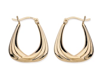 9ct Yellow Gold on Silver Handbag Creole Hoop Earrings
