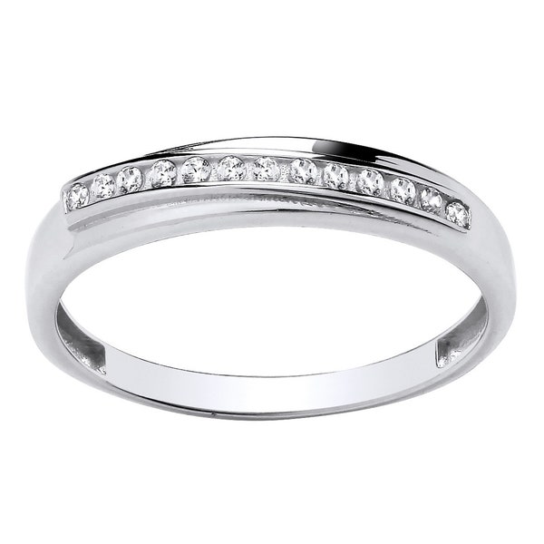 9ct White Gold 0.15ct Eternity Wedding Ring size J to T simulated Diamond