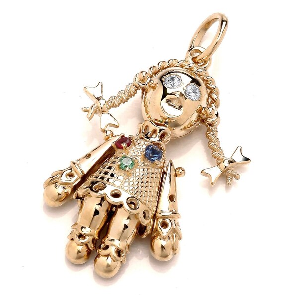 9ct Yellow Gold Gem Set Moving Rag Doll 