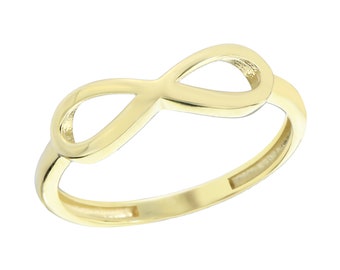 9ct Yellow Gold Infinity Crossover Ring size J K L M N O P Q R S T
